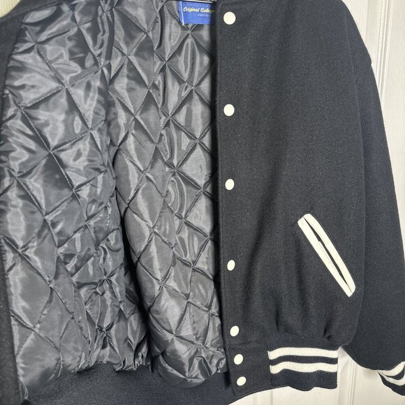 VTG Holloway Mens Large Black Varsity Jacket Original Wool Retro 90s Y2K USA - Picture 15 of 16